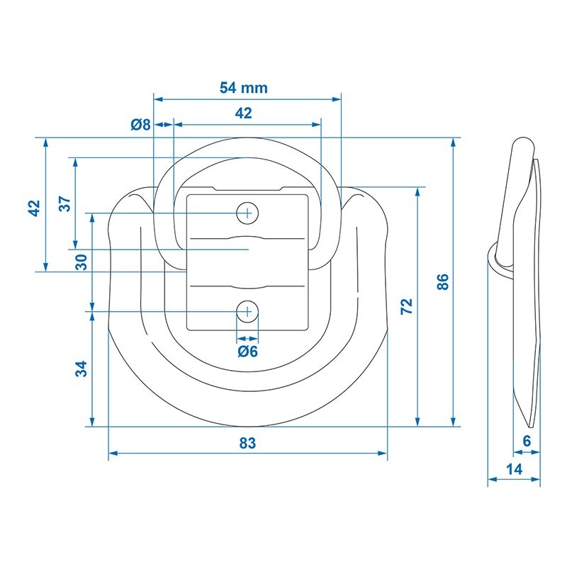 Anneau d'arrimage 83 x 72 mm