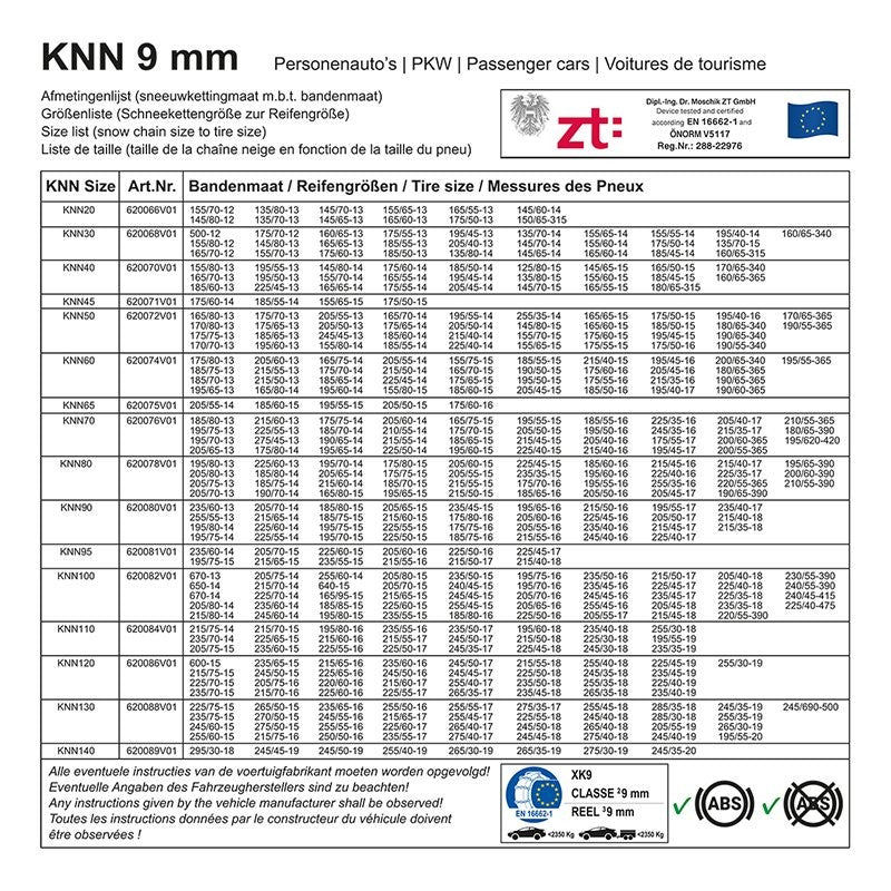 Chaînes à neige 9mm KNN120