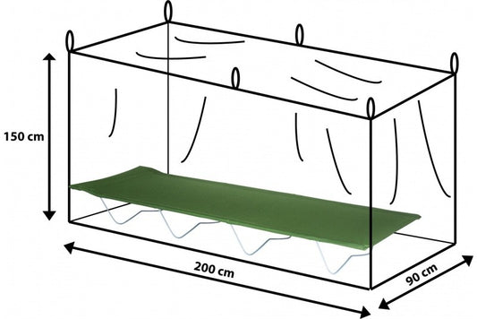 Moustiquaire rectangulaire ' Vert armée 2,00 x 0,90 x 1,50 m