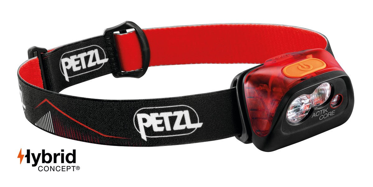 Lampe frontale 450 lumens rechargeable PETZL ACTIK CORE Rouge