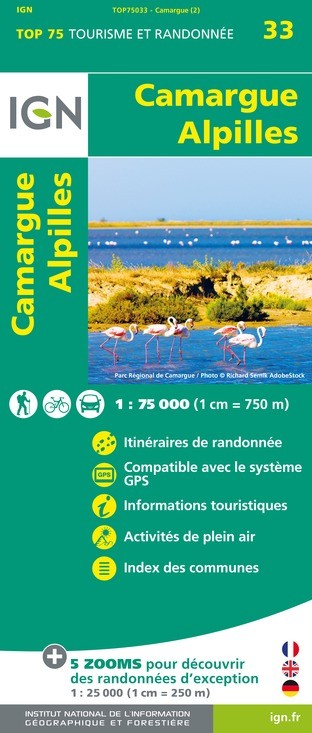 Carte tourisme Camargue, Alpilles IGN Top 75
