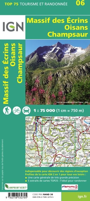 Carte tourisme Oisans Champsaur IGN Top 75