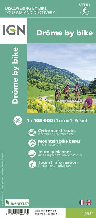 Carte vélo Drôme à vélo IGN cyclotourisme
