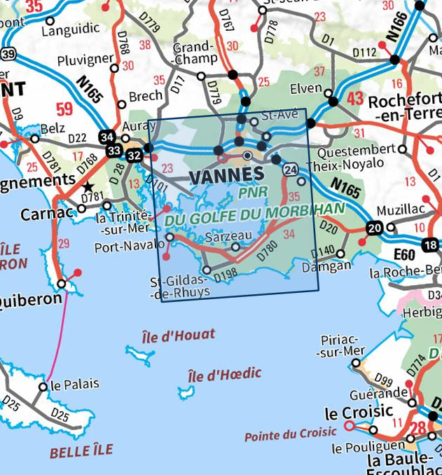Carte IGN Vannes golfe du Morbihan 0921OT série Top 25