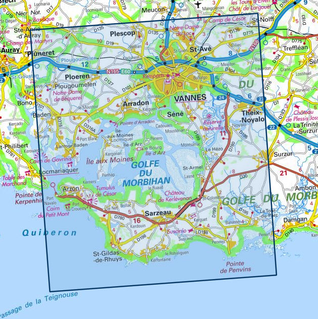 Carte IGN Vannes golfe du Morbihan 0921OT série Top 25