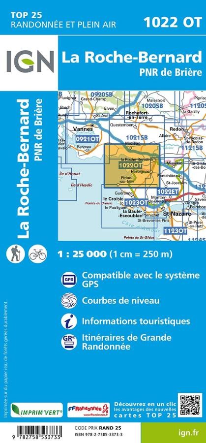 Carte IGN la roche bernard 1022OT série Top 25