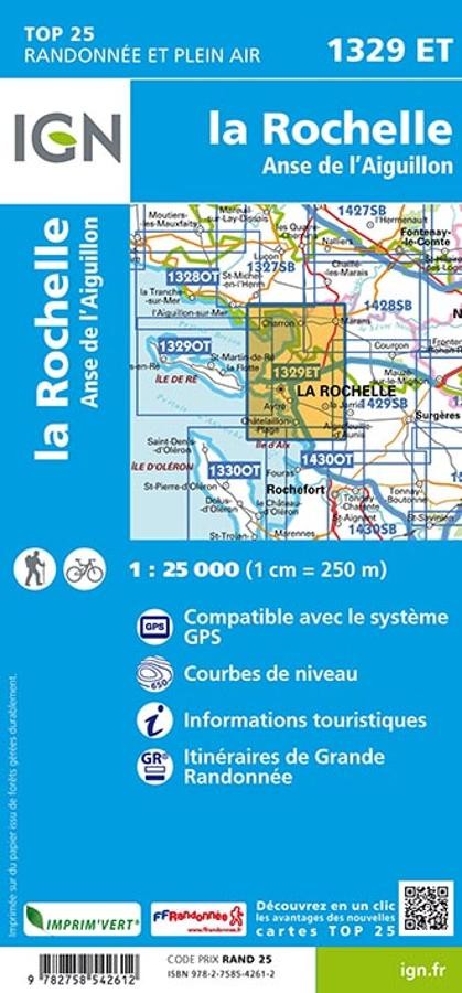 Carte IGN la rochelle Anse de l'Aiguillon 1329ET série Top 25