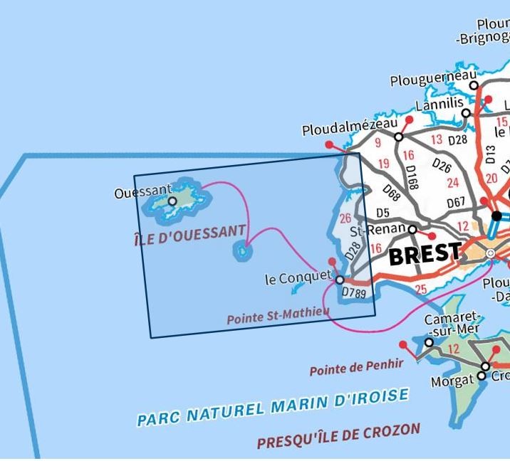 Carte IGN Ile ouessant le conquet 0317OT série Top 25