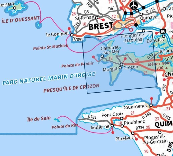 Carte IGN presqu ile crozon camaret sur mer 0418ET série Top 25