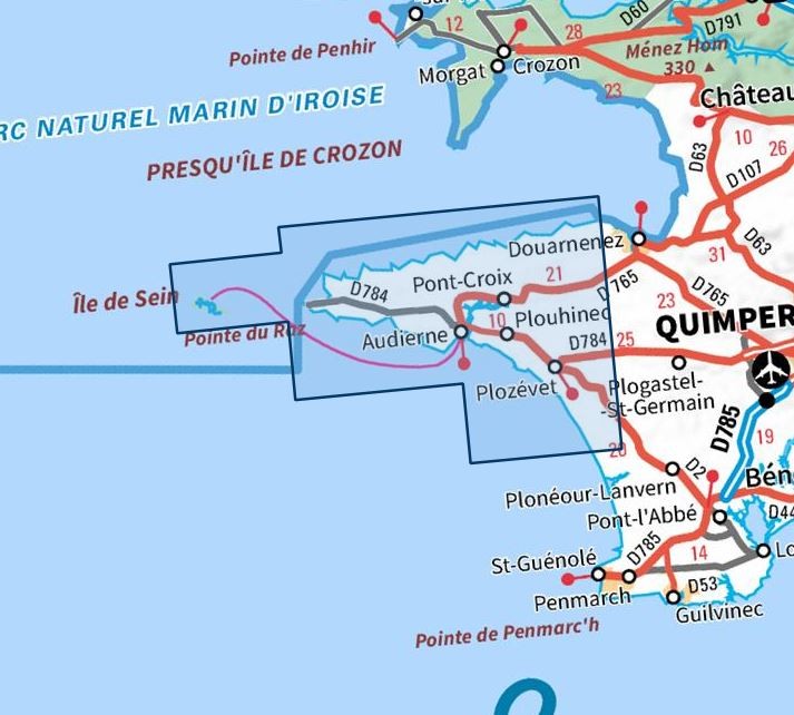 Carte IGN audierne pointe du raz sein 0419ET série Top 25