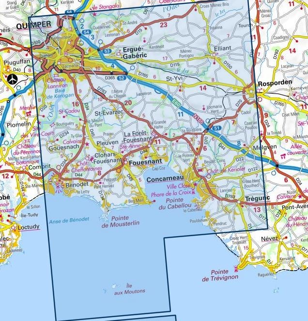 Carte IGN quimper concerneau glenan 0519ET série Top 25