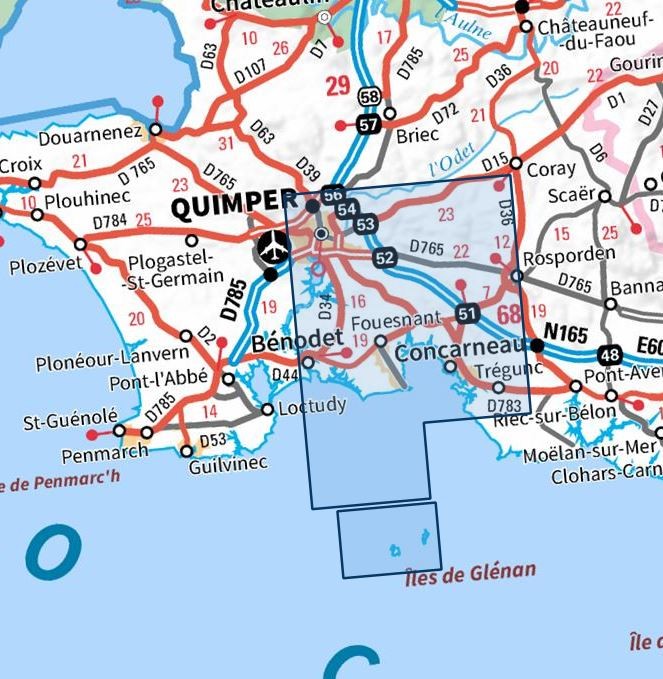 Carte IGN quimper concerneau glenan 0519ET série Top 25