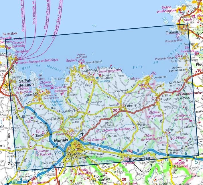 Carte IGN Morlaix Plestin les greves carantec 0615ET série Top 25
