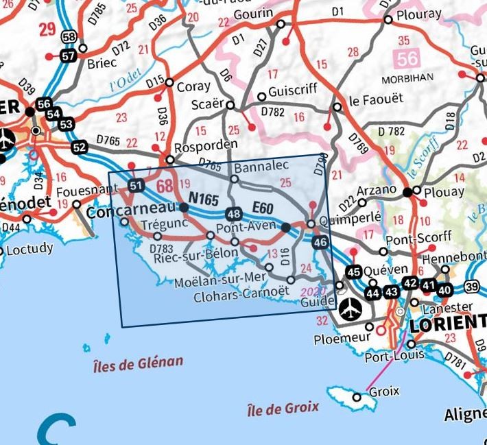 Carte IGN quimperle pont aven 0620ET série Top 25