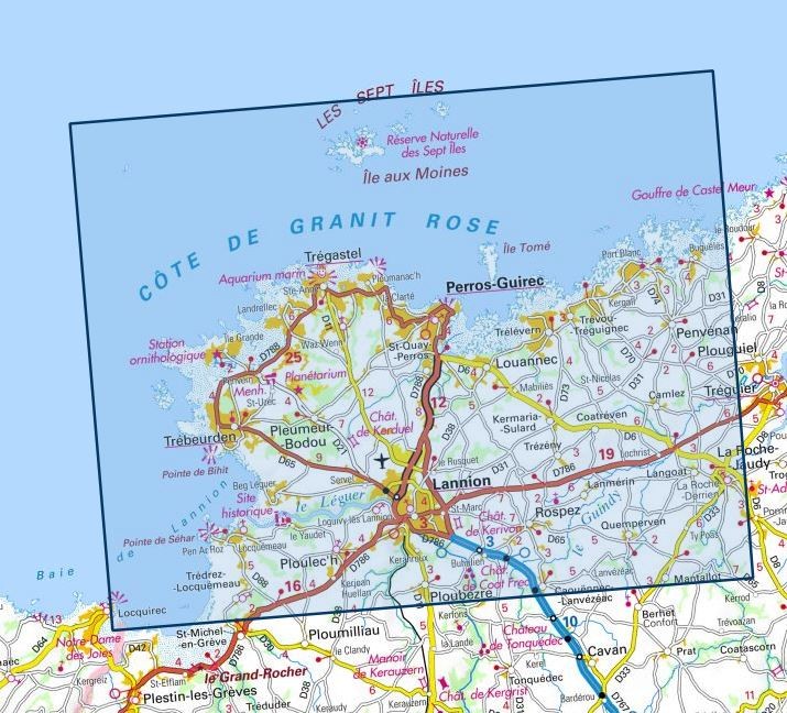 Carte IGN lannion perros guirec 0714OT série Top 25
