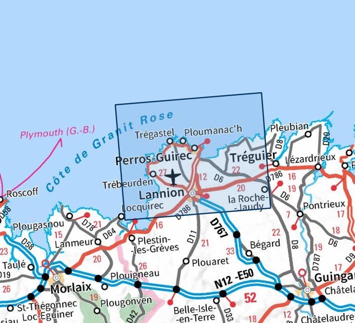 Carte IGN lannion perros guirec 0714OT série Top 25