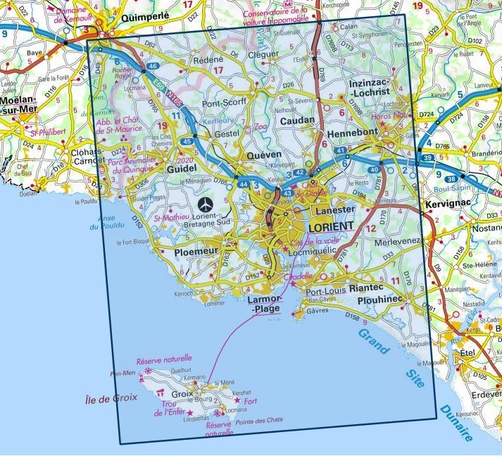 Carte IGN lorient ile de groix 0720ET série Top 25