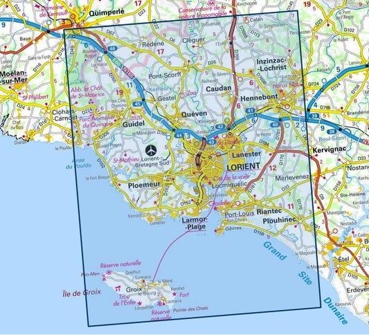 Carte IGN lorient ile de groix 0720ET série Top 25