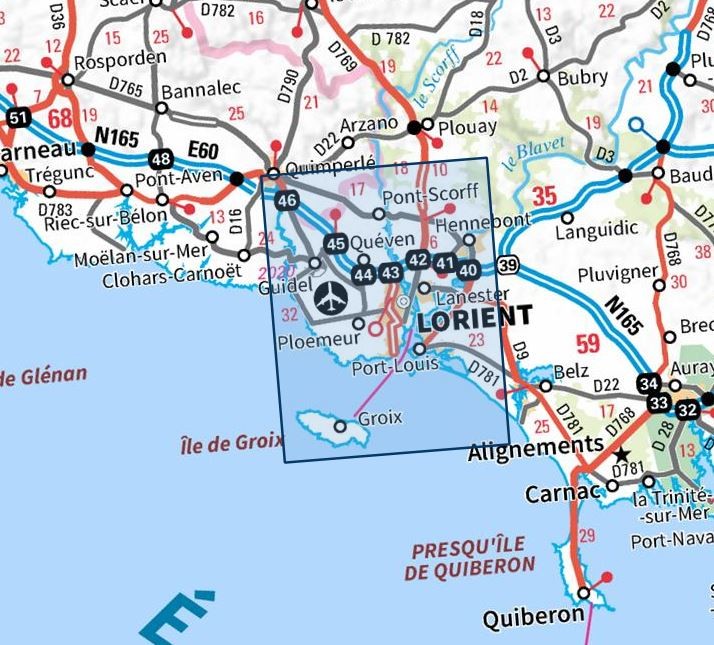 Carte IGN lorient ile de groix 0720ET série Top 25