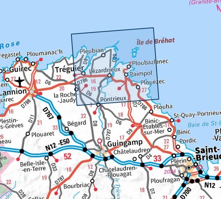 Carte IGN paimpol treguier ile de brehat 0814OT série Top 25