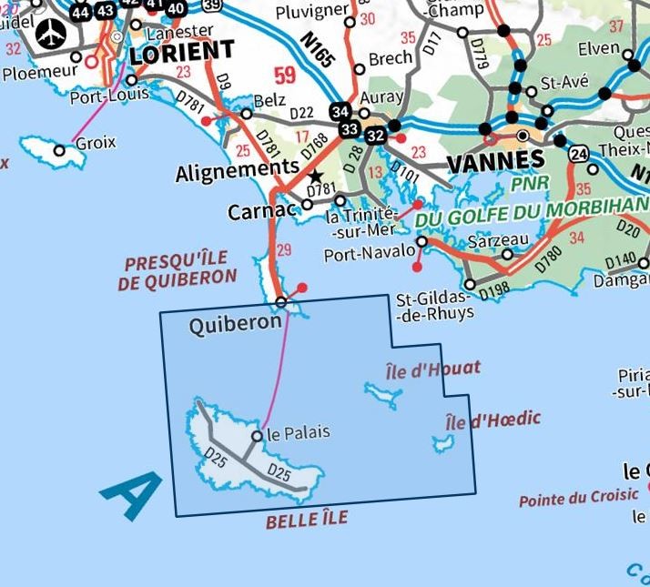 Carte IGN belle ile houat hoedic 0822OT série Top 25