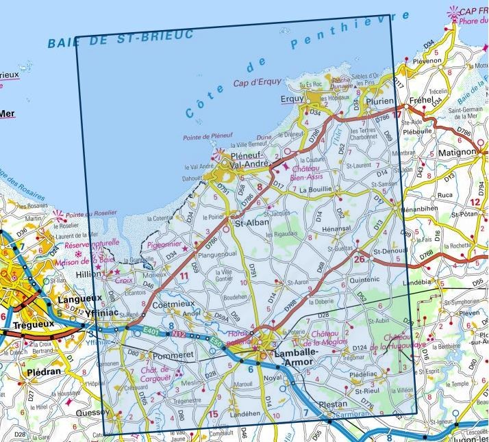 Carte IGN erquy val andre lamballe 0916ET série Top 25