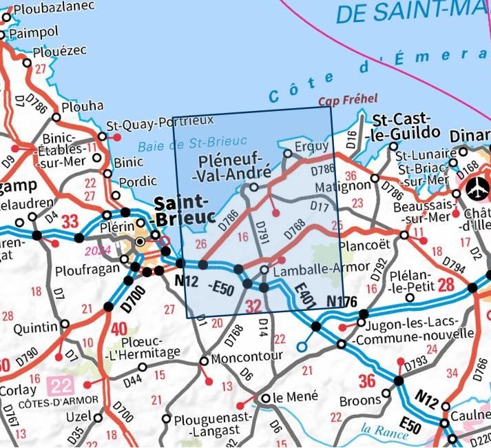 Carte IGN erquy val andre lamballe 0916ET série Top 25