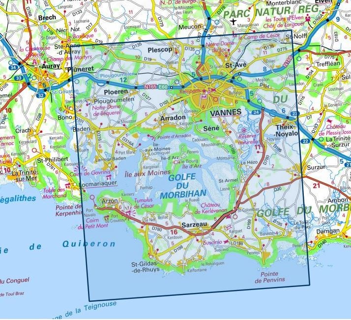 Carte IGN Vannes golfe du Morbihan 0921OT série Top 25