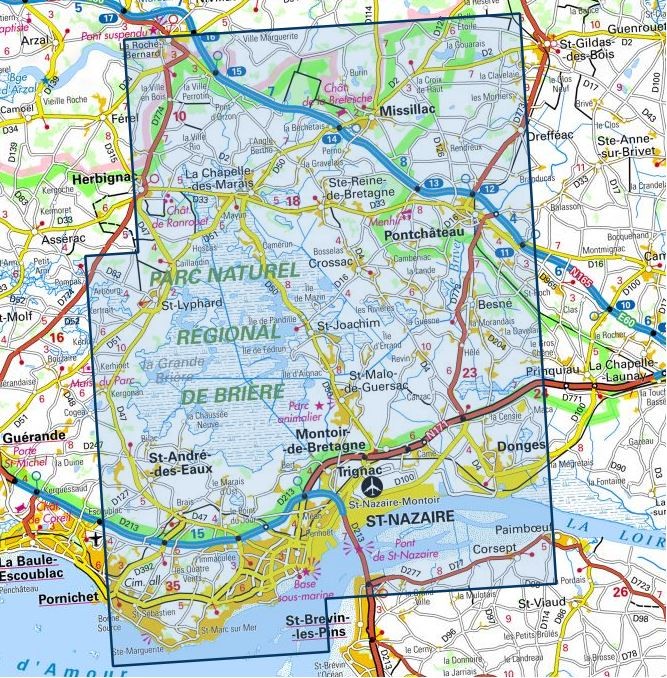 Carte IGN saint nazaire parc naturel briere 1022ET série Top 25