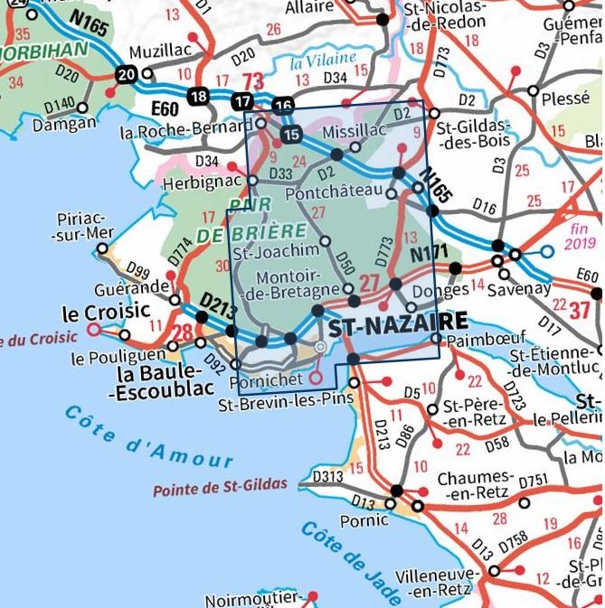 Carte IGN saint nazaire parc naturel briere 1022ET série Top 25