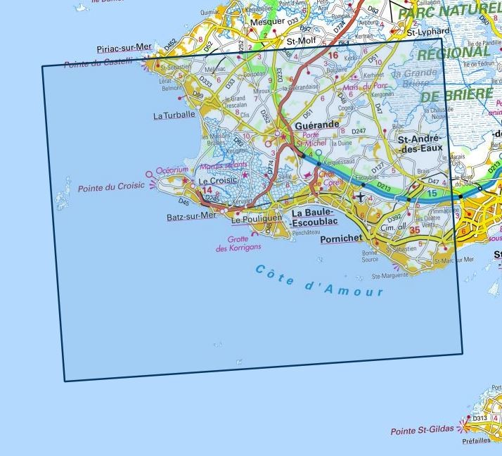 Carte IGN la baule parc de briere 1023OT série Top 25