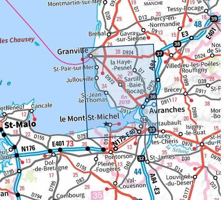 Carte IGN Avranches Granville Mont Saint-Michel 1215ET série Top 25
