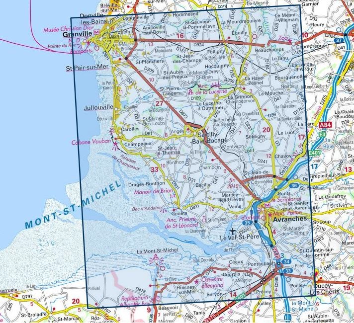 Carte IGN Avranches Granville Mont Saint-Michel 1215ET série Top 25