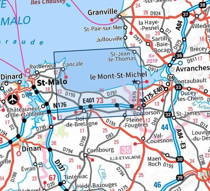 Carte IGN le mont saint michel dol de bretagne 1215OT série Top 25