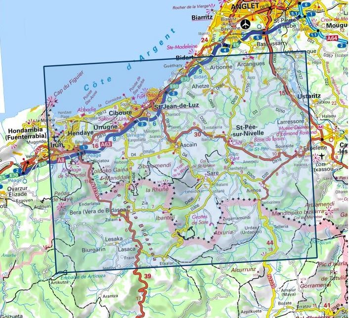 Carte IGN hendaye saint jean de luz 1245OT série Top 25