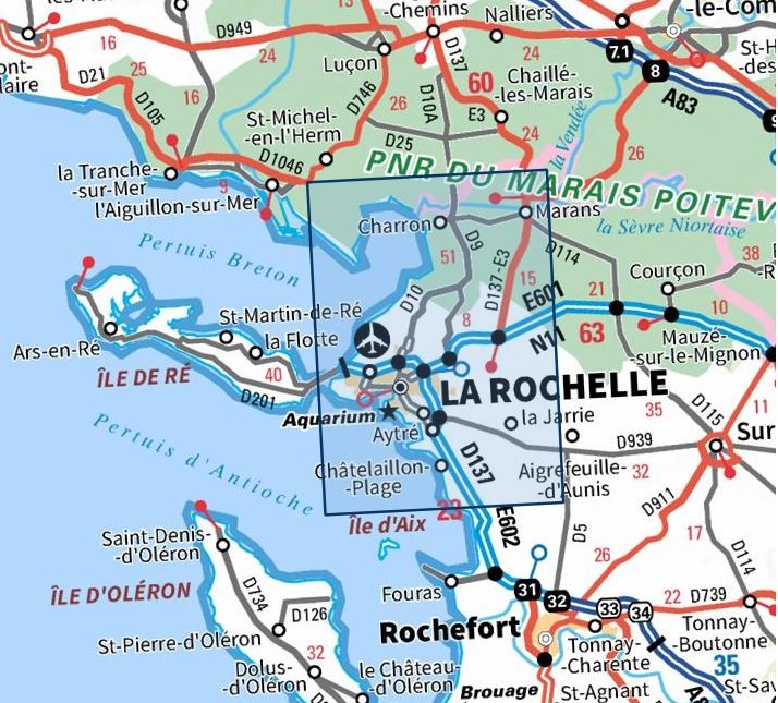 Carte IGN la rochelle Anse de l'Aiguillon 1329ET série Top 25