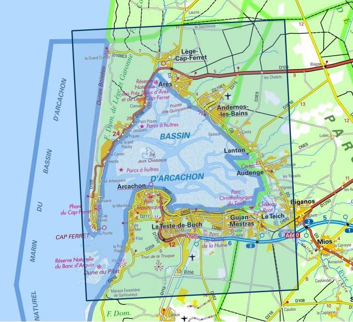 Carte IGN Bassin d'Arcachon 1337ET série Top 25