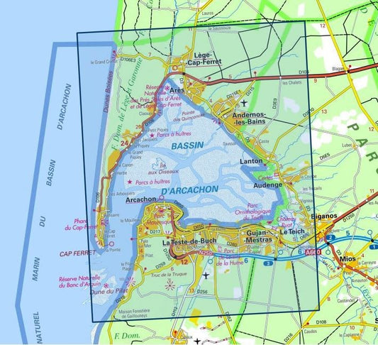 Carte IGN Bassin d'Arcachon 1337ET série Top 25