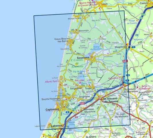 Carte IGN Capbreton vieux boucau lac Soustons Hossegor 1343OT série Top 25