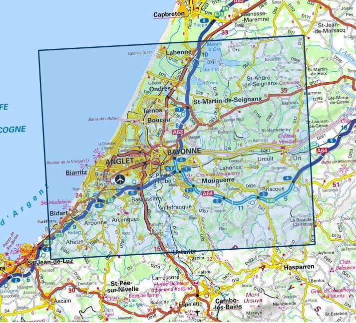 Carte IGN bayonne anglet biarritz 1344OT série Top 25