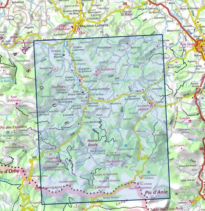 Carte IGN tardets sorholus arette 1446ET série Top 25