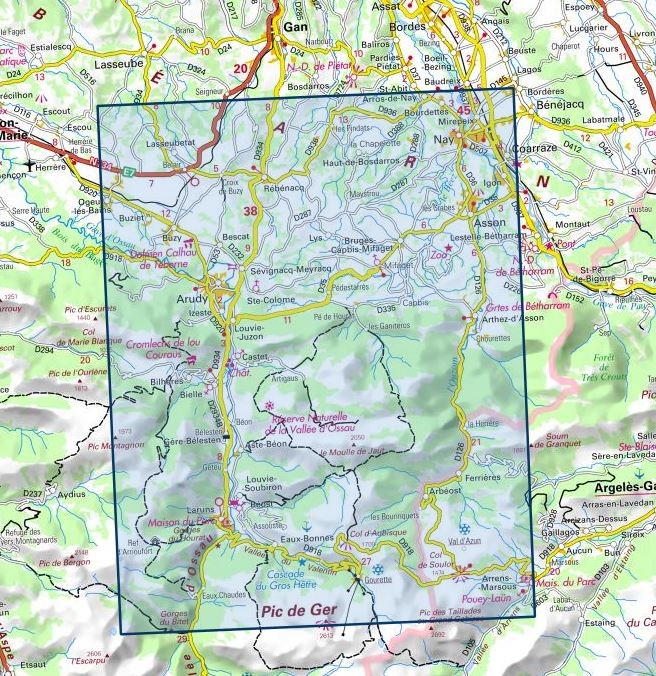 Carte IGN laruns gourette col aubisque vallee osseau 1546ET série Top 25