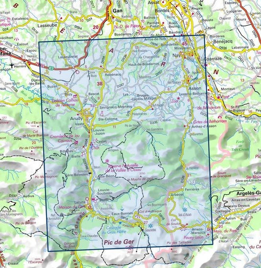 Carte IGN laruns gourette col aubisque vallee osseau 1546ET série Top 25