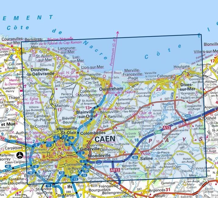 Carte IGN caen ouistreham plage debarquement 1612OT série Top 25