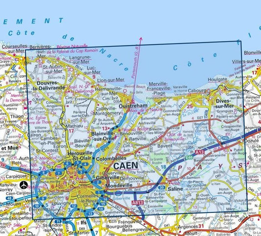 Carte IGN caen ouistreham plage debarquement 1612OT série Top 25