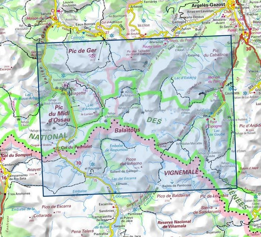 Carte IGN vignemale ossau arrens cauterets parc pyrenees 1647OT série Top 25