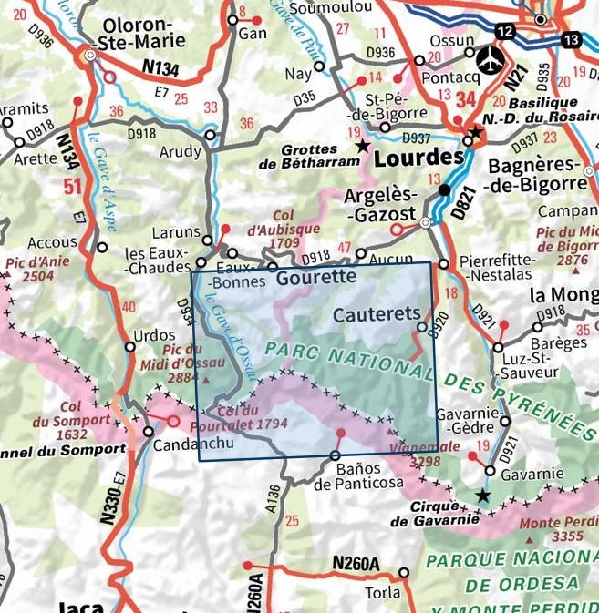 Carte IGN vignemale ossau arrens cauterets parc pyrenees 1647OT série Top 25