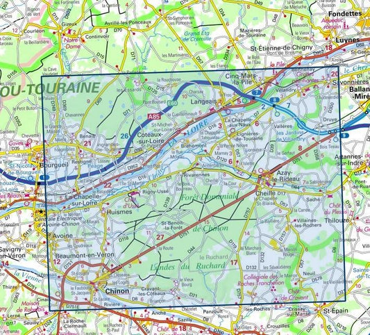 Carte IGN chinon langeais azay le rideau 1723ET série Top 25