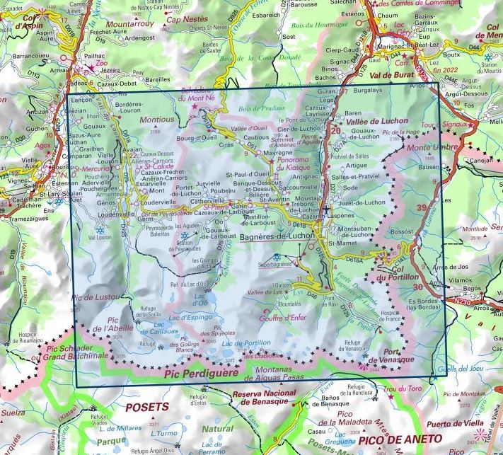 Carte IGN bagneres luchon lac d'Oô 1848OT série Top 25
