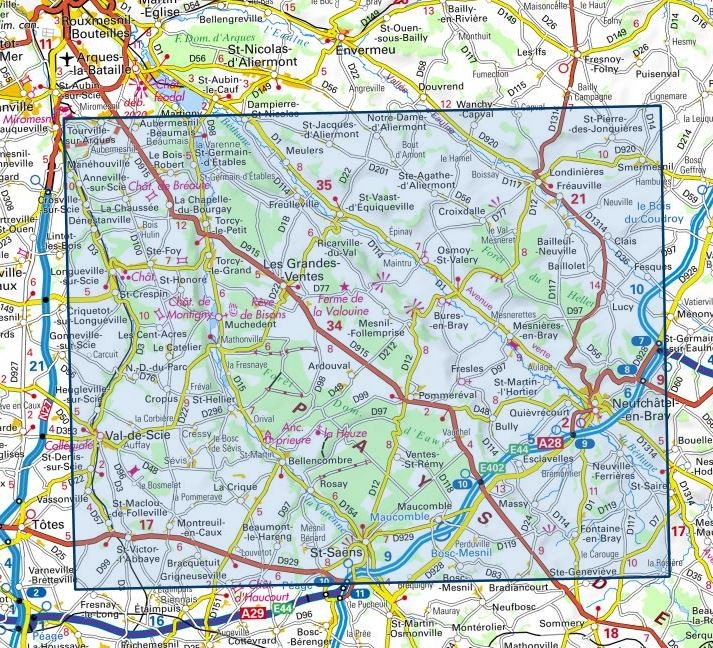 Carte IGN foret eawy neufchatel en bray 2009OT série Top 25